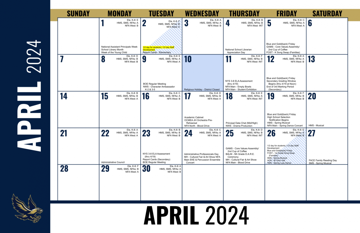 March Reminder and April Update District Calendar News NECSD